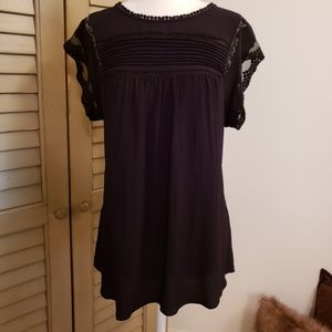 Daniel Rainn Black Lace Trim Blouse